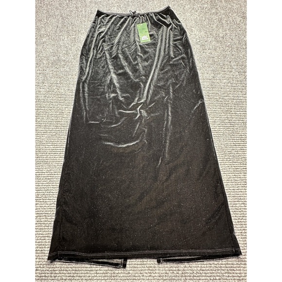 Wild Fable Skirt Womens Small Black Velvet Maxi Back Slit Pull On Elastic Waist - Picture 1 of 8